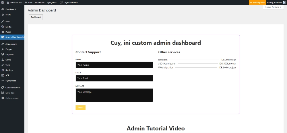Membuat Dashboard WordPress Menarik