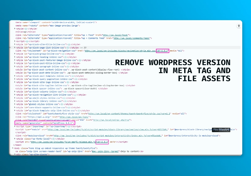 Menghapus Versi WordPress di Meta Tag dan File Assets